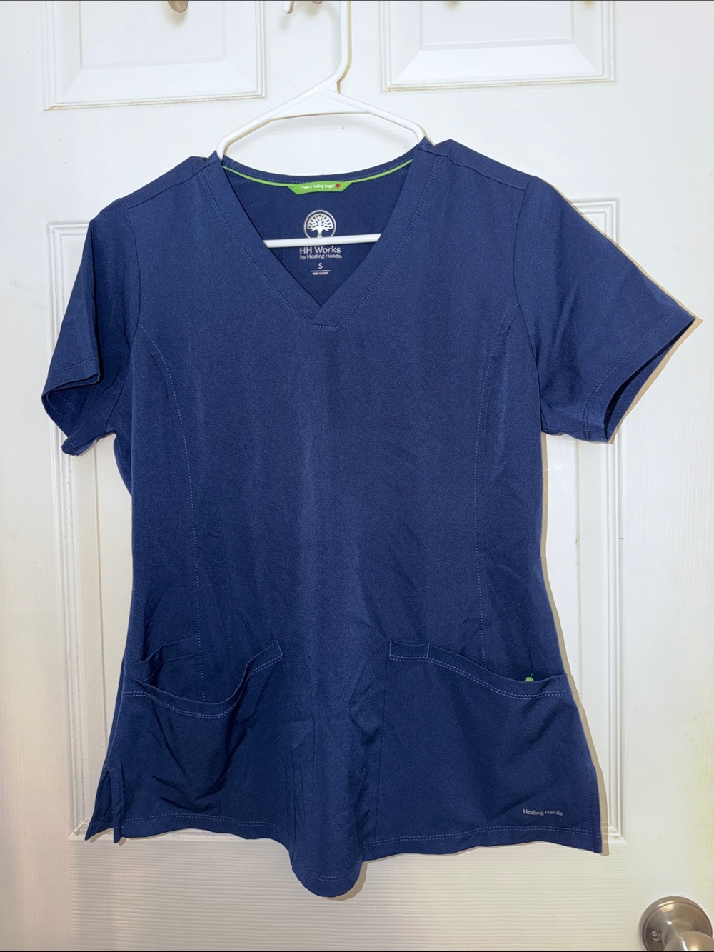 Healing Hands Women’s Navy V-Neck Short Sleeve Scrub Top